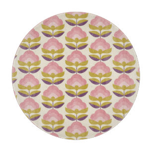 Retro-Rosa- und Lila-Blumenmuster Schneidebrett