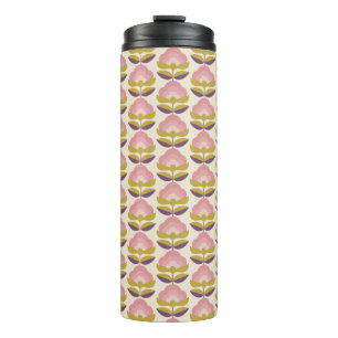 Retro-Rosa- und Lila-Blumenmuster Thermosbecher