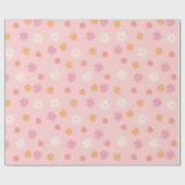 Retro Rosa und Orange Daisy Floral Geschenkpapier (Flach)