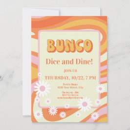 Retro Rosa und Orange Floral Bunco Ladys Night Einladung