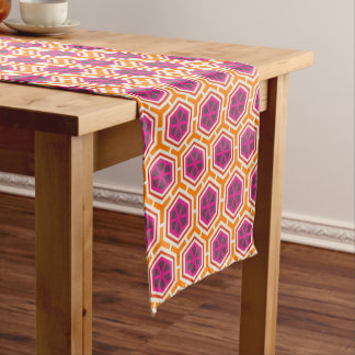 Retro Rosa und Orange Modernes geometrisches Muste Kurzer Tischläufer