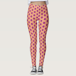 Retro Rosa und Orange Modernes geometrisches Muste Leggings