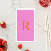 Retro-Rosa- und Orange-Monogramm-Handtuch Serviette (Beispiel)