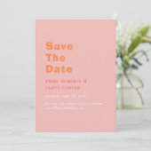 Retro Rosa und Orange Save the Date Karte (Stehend Vorderseite)