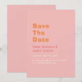 Retro Rosa und Orange Save the Date Karte (Vorne/Hinten)