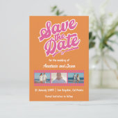 Retro Rosa und Orange Wedding Save the Date Card (Stehend Vorderseite)