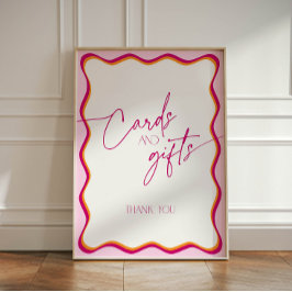 Retro Rosa und orange weiße Grenzkarten und Gesche Sockelschild