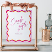 Retro Rosa und orange weiße Grenzkarten und Gesche Sockelschild