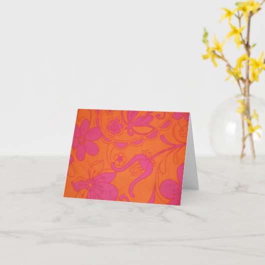 Retro-Rosa- und Orangefarbene Mitteilungskarten (Gelbe Blume)