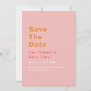 Retro-Rosa- und Orangefarbene Save-the-Date-Karte Save The Date