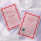 Retro Rosa und Red Wave Wedding QR Einladungen