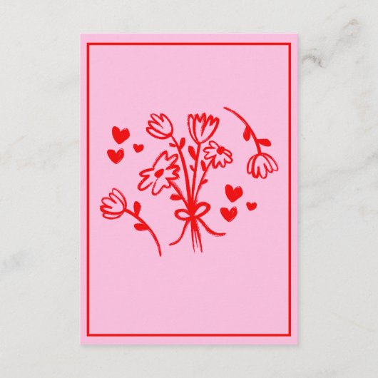 Retro Rosa und Red Wavy Handwriting Hochzeit Detai Begleitkarte (Rückseite)