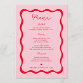 Retro Rosa und Red Wavy Menü Karten (Vorderseite)