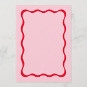 Retro Rosa und Rot Moderne Wavy Wedding Menu Cards Menükarte (Rückseite)