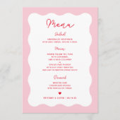 Retro Rosa und Rot Moderne Wavy Wedding Menu Cards Menükarte (Vorderseite)