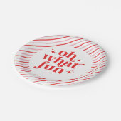 Retro Rosa und Rot Oh, was Spaß Pappteller (Schrägansicht)