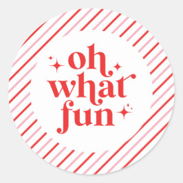 Retro Rosa und Rot Oh, was Spaß Runder Aufkleber