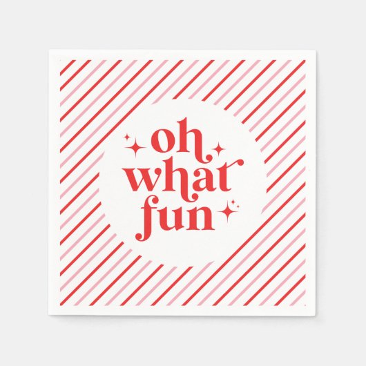 Retro Rosa und Rot Oh, was Spaß Serviette (Vorderseite)