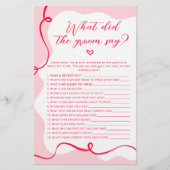 Retro rosa und rot Was hat der Bräutigam zu Spiel  (Vorderseite)