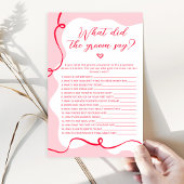 Retro rosa und rot Was hat der Bräutigam zu Spiel 