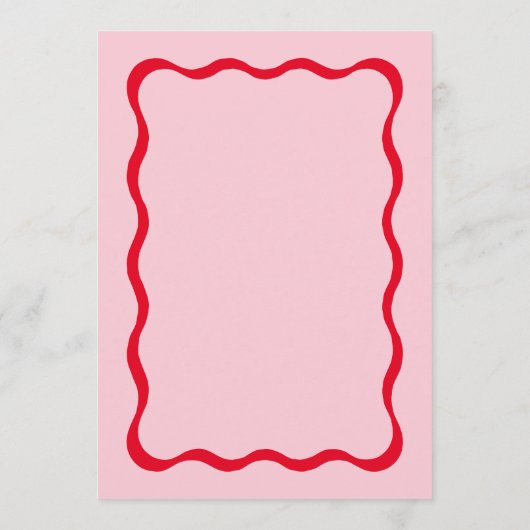 Retro-Rosa- und Rot-Wavy-Brautparty-Menükarten Menükarte (Rückseite)