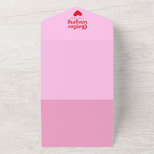 Retro-Rosa- und Rot-Wavy-Handschrift All In One Einladung (Außenbereich)