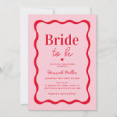 Retro rosa und rote Blüte als Brautparty Einladung (Vorderseite)