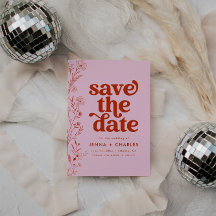 Retro-Rosa und Rote Blüte Save the Date