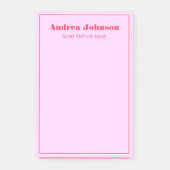 Retro-Rosa und Rote Fett-Typografie Name Monogramm Post-it Klebezettel (Vorderseite)