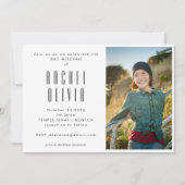 Retro Rosa und Rote Tafel Foto Bat Mitzvah Einladung (Vorderseite)