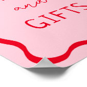 Retro Rosa und Rote Wavy Karten und Geschenkzeiche Poster (Ecke)