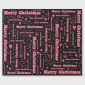 Retro Rosa und Schwarz Frohe Weihnachten Frieden u Geschenkpapier (Flach)