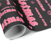 Retro Rosa und Schwarz Frohe Weihnachten Frieden u Geschenkpapier (Rolleneckpunkt)