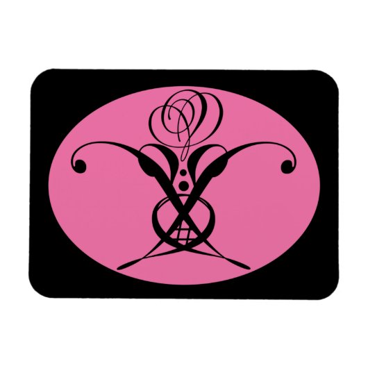 Retro Rosa und Schwarz Geblüht Rose Magnet (Horizontal)