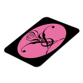 Retro Rosa und Schwarz Geblüht Rose Magnet (Linke Seite)