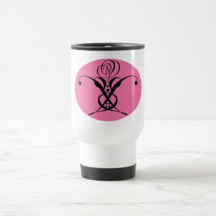 Retro Rosa und Schwarz Geblüht Rose Reisebecher