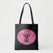 Retro Rosa und Schwarz Geblüht Rose Tasche (Vorderseite)