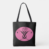 Retro Rosa und Schwarz Geblüht Rose Tasche (Rückseite)