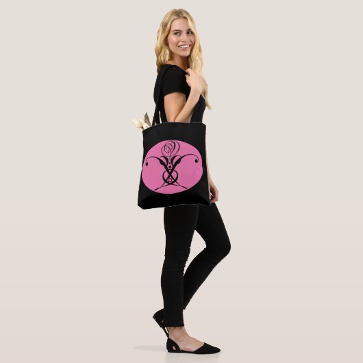 Retro Rosa und Schwarz Geblüht Rose Tasche (Am Model)