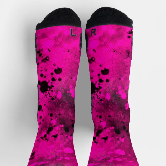 Retro-Rosa- und Schwarz-Paint-Spritzer Socken (Oben)