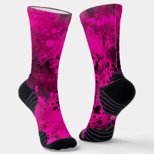 Retro-Rosa- und Schwarz-Paint-Spritzer Socken