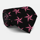 Retro rosa und schwarze Sterne Krawatte (Gerollt)