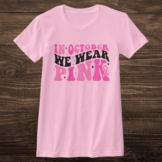 Retro-Rosa und Schwarzer Brustkrebs-Bewusstsein T-Shirt