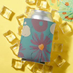 Retro rosa und weiße Blumen Dosenkühler