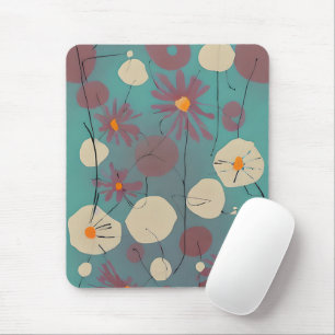 Retro rosa und weiße Blumen Mousepad