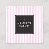 Retro Rosa und Weiße Streifen Bäckerei Quadratische Visitenkarte (Vorderseite)
