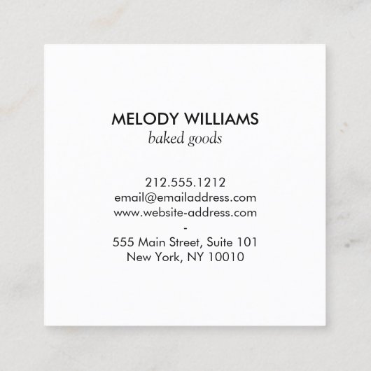 Retro Rosa und Weiße Streifen Bäckerei Quadratische Visitenkarte (Rückseite)