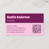 Retro Rosa & Violett Schachbrett mit QR-Code Visitenkarte (Rückseite)