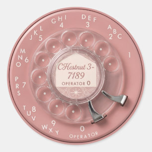 Retro-Rosa Wählscheibe Telefon Runder Aufkleber