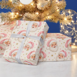 Retro Rosa Weihnachtsmann Whimsical Weihnachten Geschenkpapier